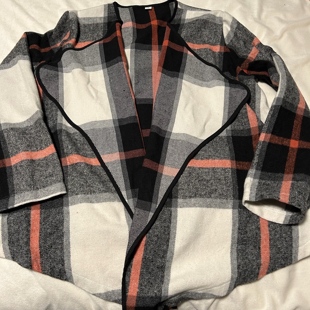 Plaid Open Front Cardigan
